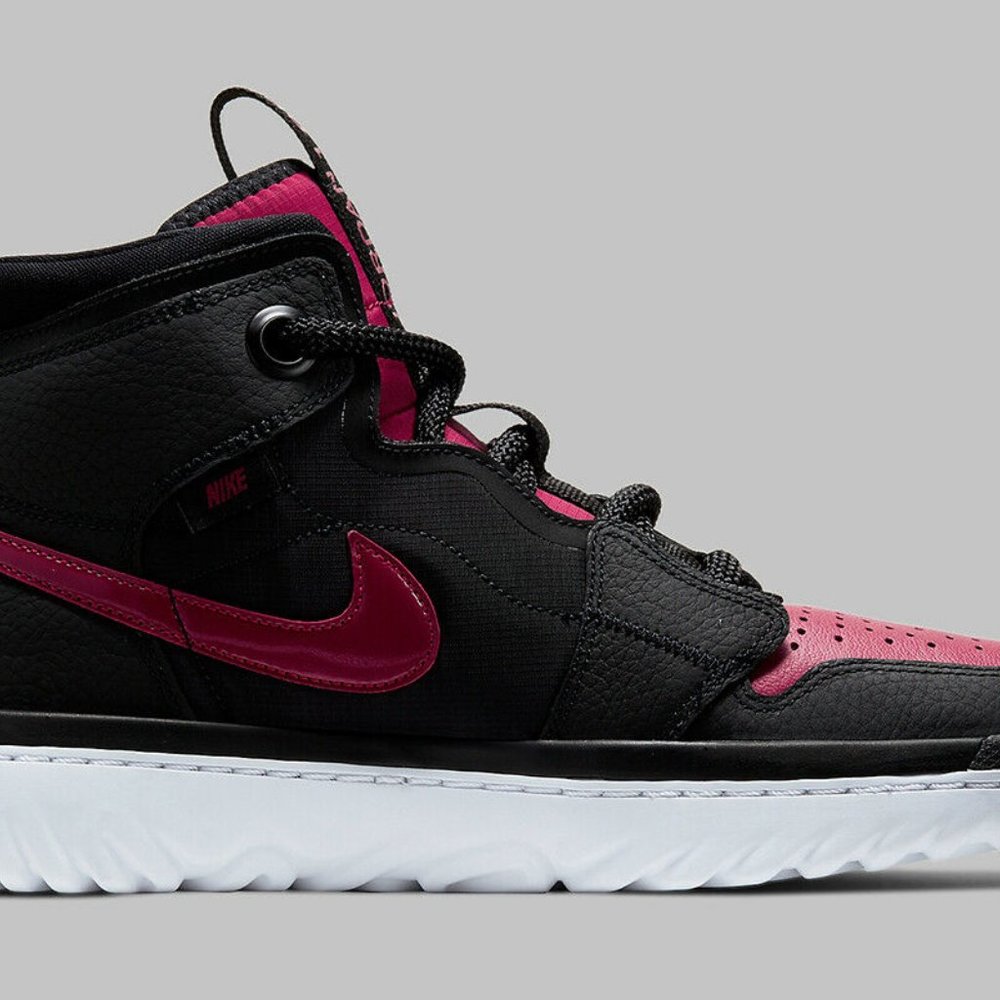 NIKE MEN'S AIR JORDAN 1 HIGH REACT NOBLE RED BLACK - Picture 5 of 6